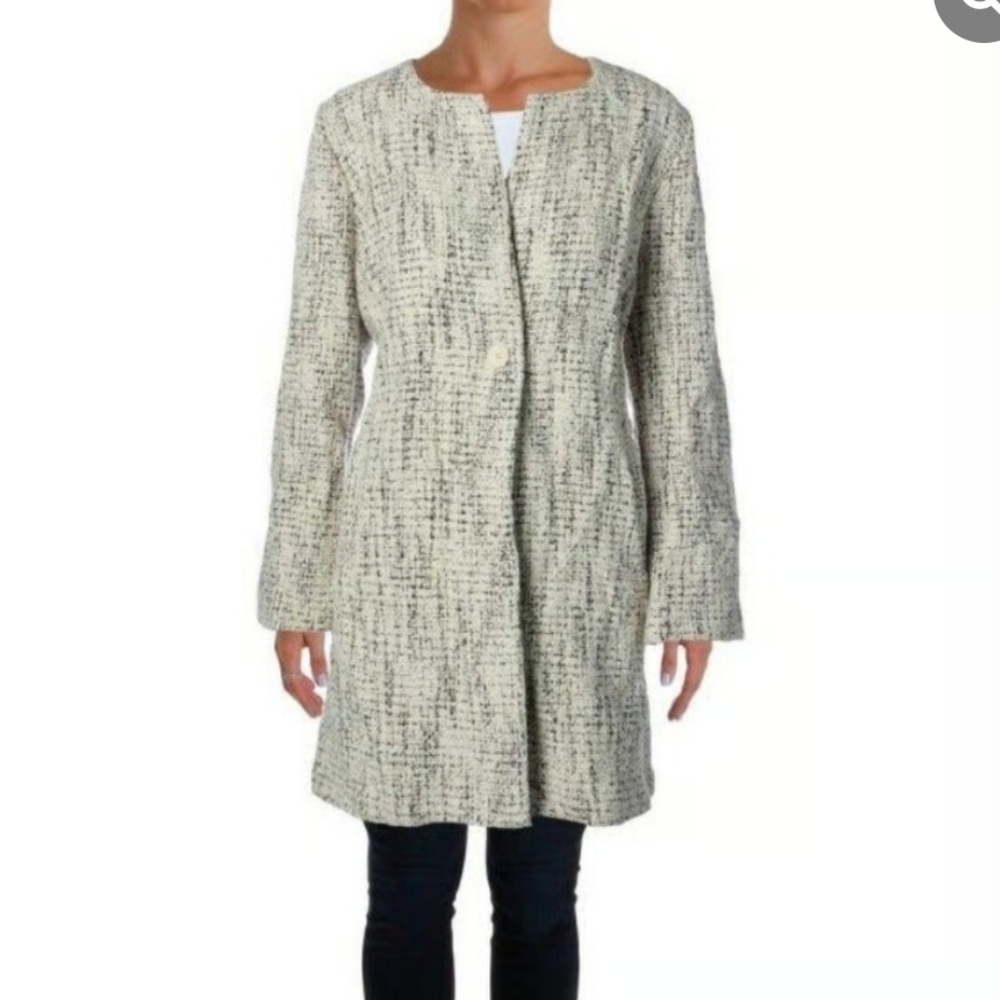EILEEN FISHER DESIGNER Single-button Tweed Coat Natural Jacket Classy Preppy